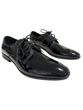 Alfani Mens Black Warner Patent Dress Shoes 11M Memory Foam Sole